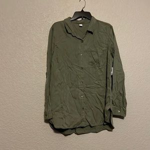 Olive green button down shirt